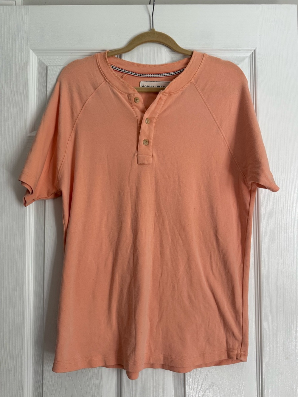The Normal Brand Peach Henley Tee | Size Large